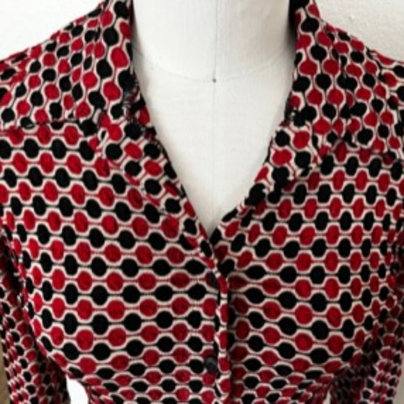 Rampage Octagon Black & Red Polka Dot Style Top - Size M - Picture 2 of 6